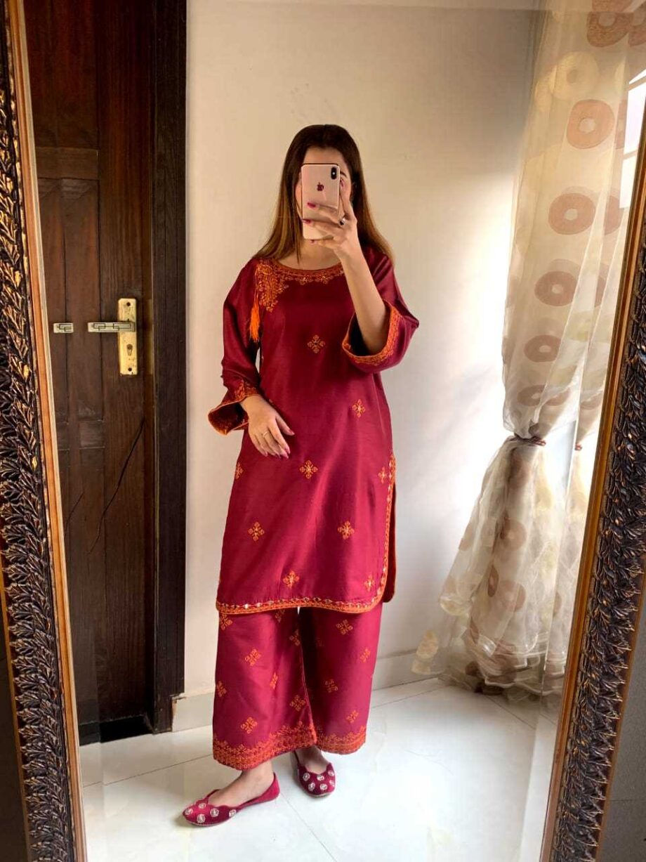 STITCHED 2 piece DRESS  FA- 228 Red
